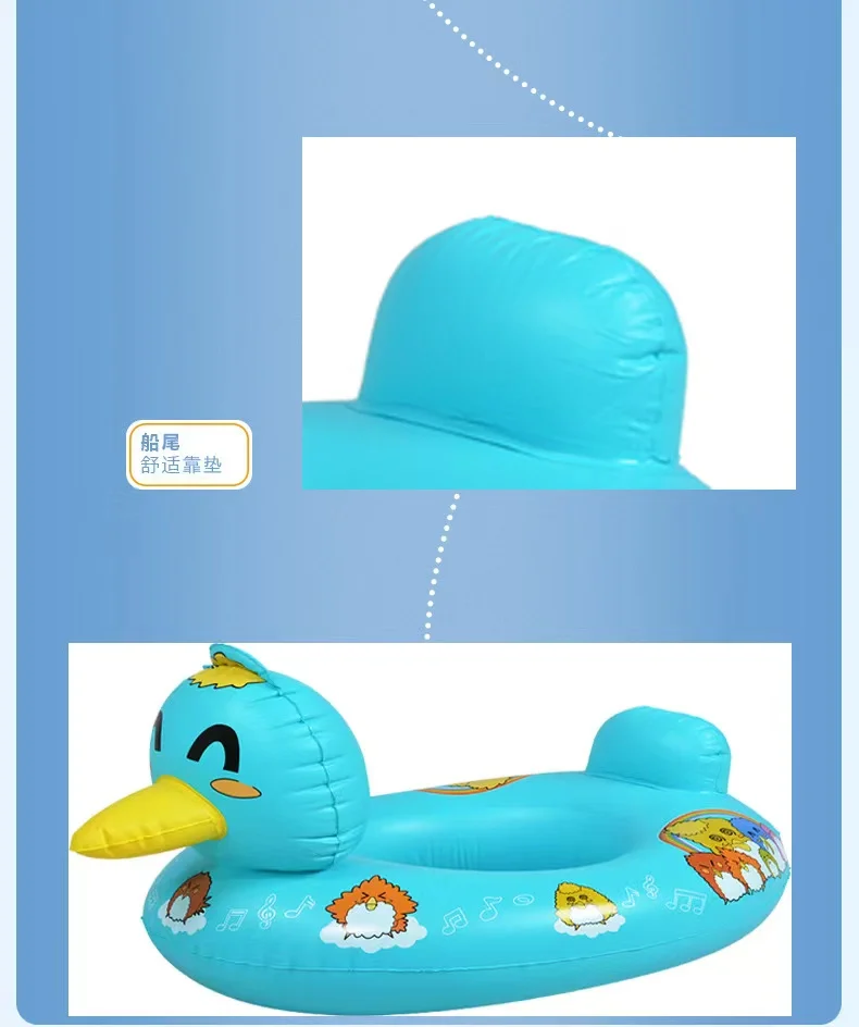 factory wholesale summer hot selling EN71 PVC green and blue duck float circle inflatable kids swimming ride-on float