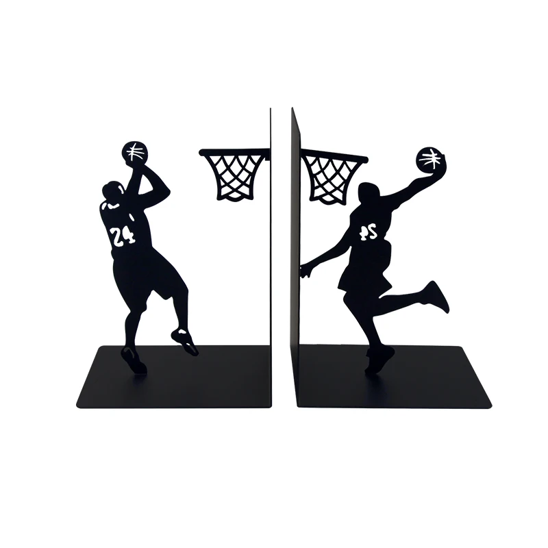 Custom Non-Slip Metal Bookends Heavy-Duty Decorative Kobe plays basketball Book ends for Shelf Desktop Book Holder
