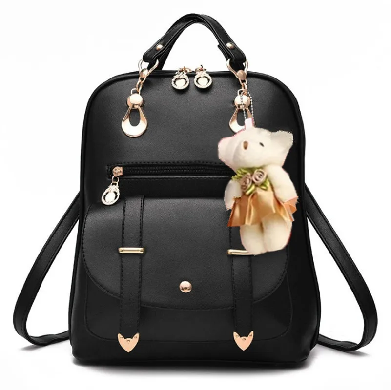 Fashion Black Travel Daily Shopping Waterproof Teenage Girl Female Lady Shoulder Backpack Bag