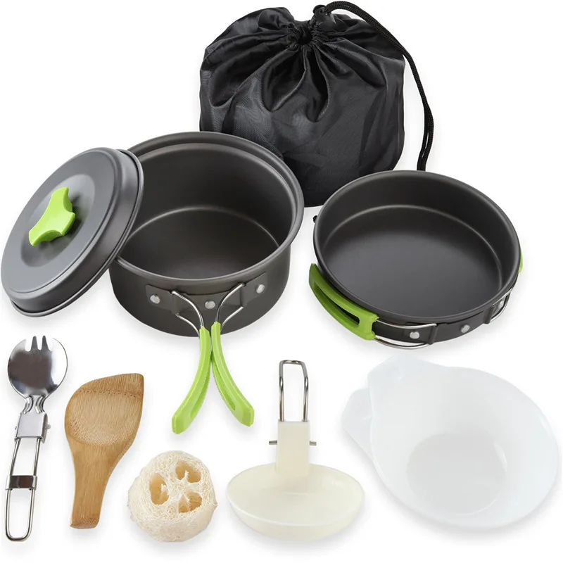 Amazon Hot Sale Outdoors Portable Cookware Kitchen Set Camping Cookware Set