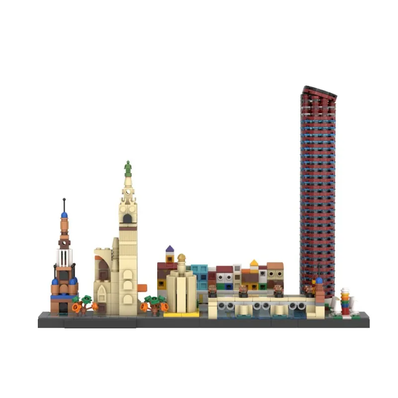 GoldMoc Skyline Architecture Series Building Blocks Toy MOC-192743 Seville City Skyline DIY Assemble Bricks Display Xmas Toys