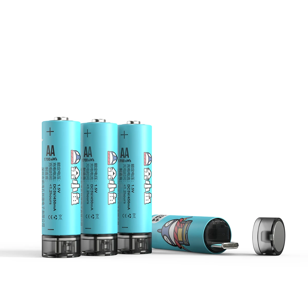 2Pcs Set New Energy Aa Rechargeable Battery 2200mah 1.5v Usb Type-c Lithium ion Low Self-discharge Rechargeable Battery