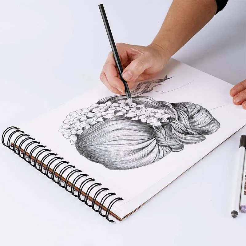 LISI 100 Sheets  68lb/100gsm  Acid Free Artistic Paper Sketch Pad Sketchbook For Kids Adults Beginners Artists Drawing