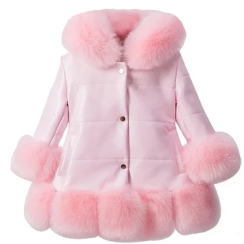 
Girls Kids Padded Quilted Winter Coat Jacket Puffer Fur Hooded Long Parka Coats 
