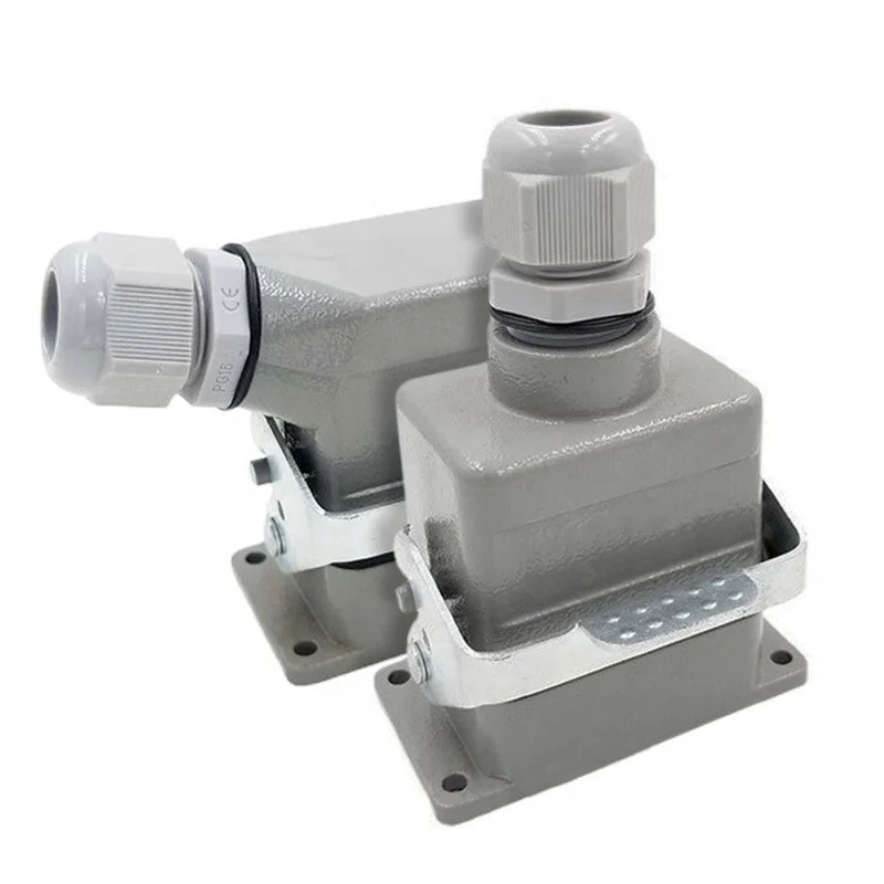 6pin Screw Connection 16A 500V Heavy Duty Connectors HDC-HE-006-1/2/3/4-L Industrial Rectangular Aviation Connector Plug