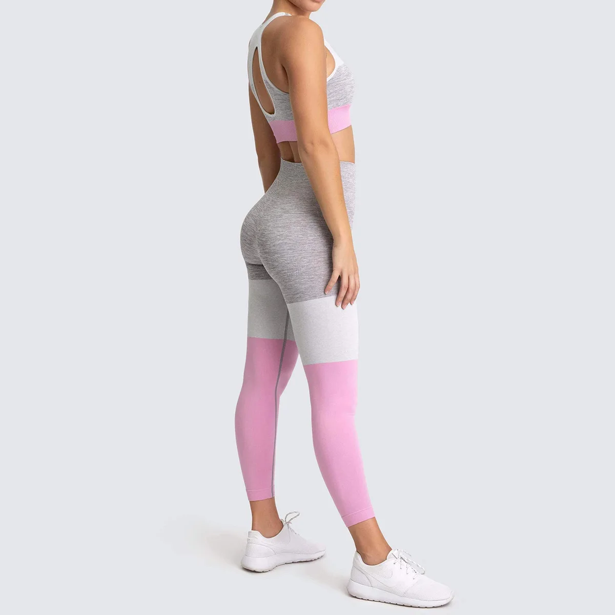 Women Seamless Ombre Bodybuilding Workout Gym Fitness Leggings and Tops Yoga Set Wholesal 2021