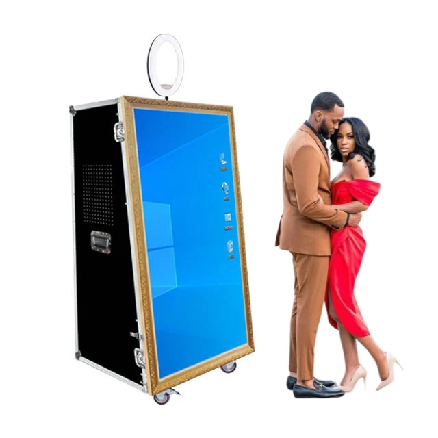 Portable Selfie Wedding 65 inch magic mirror photo booth kiosk machine led frame enclosure wedding party For Sale Popular
