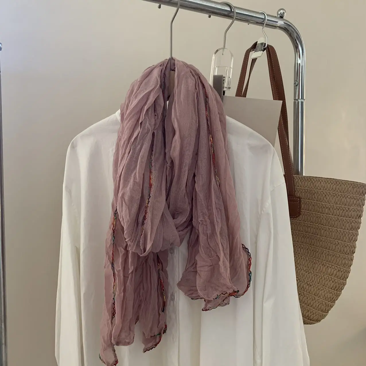 Wholesale 2024 Custom Woman Cotton Hijab Scarf Linen Shawls Printed Cotton Scarves For Women Viscose Scarves