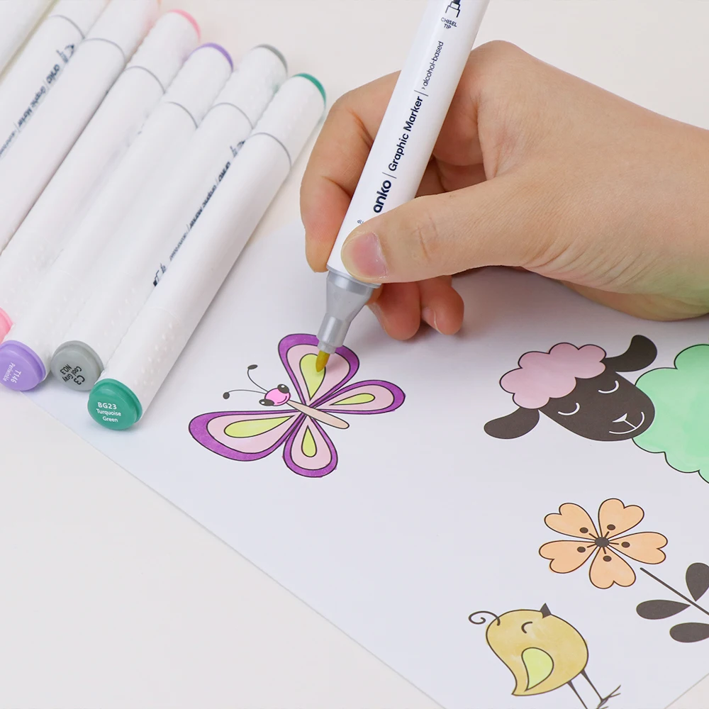 Non-toxic Paint Fineline Double Ended Sketch Markers Dual Tip Twin Drawing Alcohol Permanent Art Maga Marker Pen Set