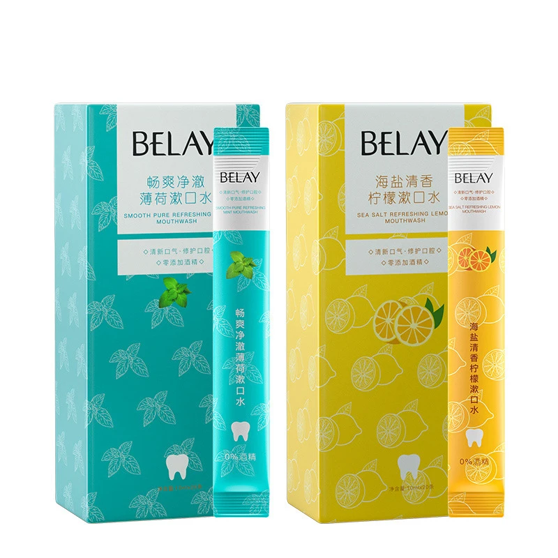 Оптовая продажа, 10 шт., натуральная морская полоска, для мытья рта, лимонная мята, отбеливание зубов, путешествия, одноразовые, для полоскания рта