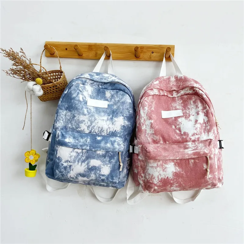 Custom Color Fashion Design Leisure Dye Printing Women Backpack Casual Canvas Students School Bags