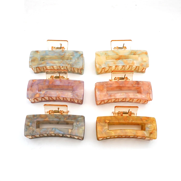 YIYI High quality personalized design 9 cm square hollow PVC hair claw fashion simple acetate hair claws clips mass production