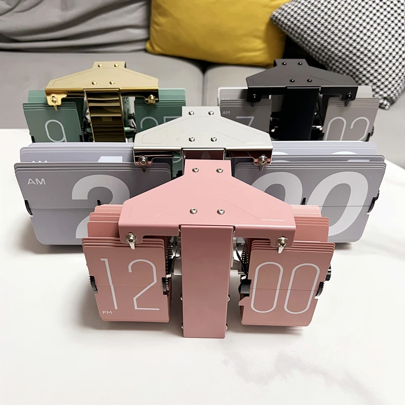 Digital Retro Auto Flip Alarm Clock Table File Down Page Clock AM/ PM Format Display Timepiece for Home Office