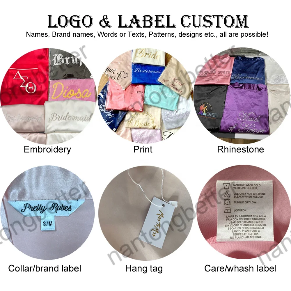 Embroidered Silk Robe Personalized Name With LOGO Bridal Robes Women Satin Wedding Party Sleepwear