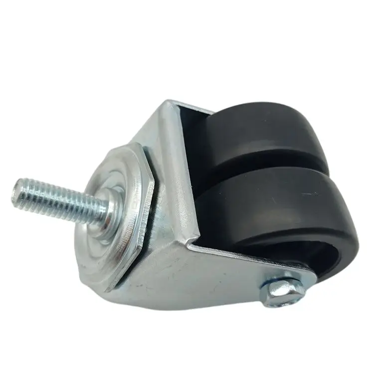 2-Inch Twin Wheel Swivel Caster Black Nylon Wholesale for Medical Hospital and Trolley Use Industrial Unlocking