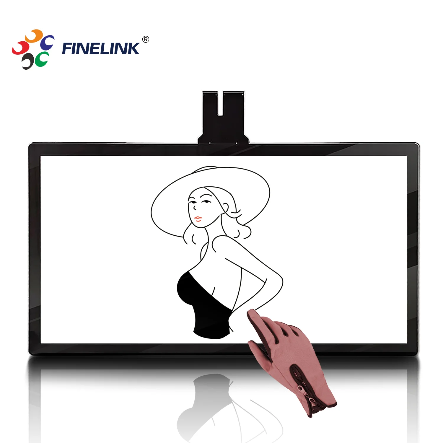 FINELINK 23.8 27 32 43 49 55 65 75 86 inch Open Frame Pcap Glass capacitive touch screen panel and EETI controller