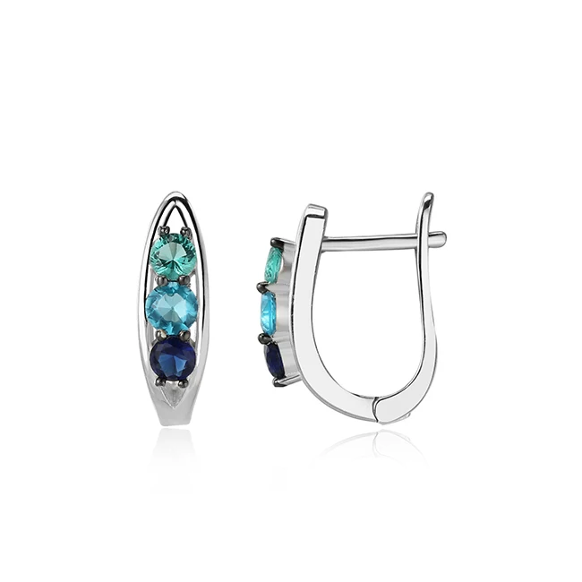 fashion Design Russia Earrings Emerald and sapphire stone earring