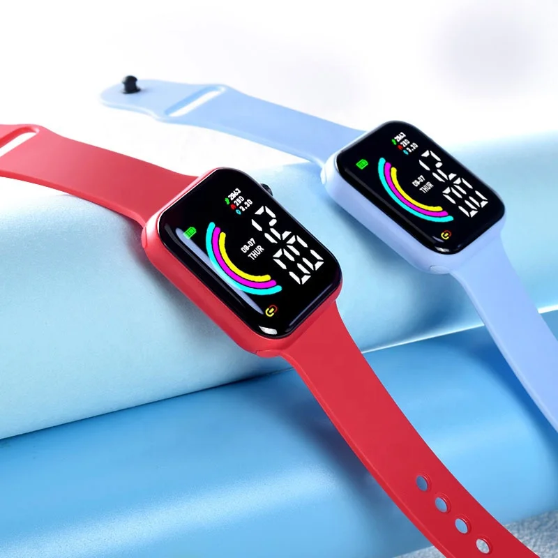 Children Electronic Silicone Band Waterproof Wristwatch Sports Led Digital Watch for Male and Female Students