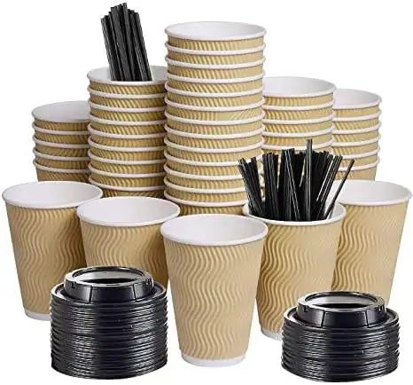 PLA Double Wall Kraft Biodegradable disposable Coffee Cup Paper Cups For Hot Drinks