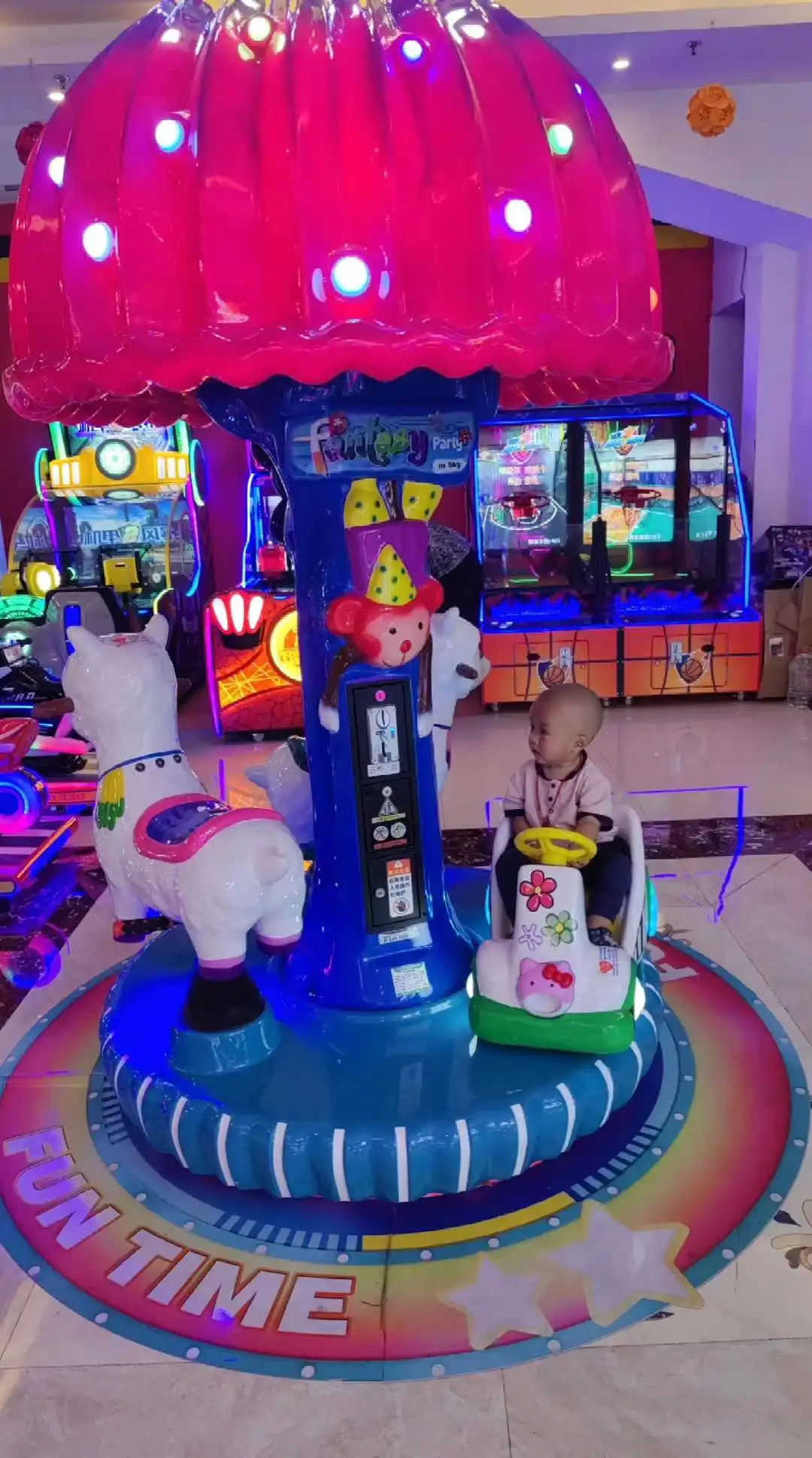 Gorgeous LED light effect 3 seats Carousel KA-660 Merry Go Round horse coin operated kiddie rides Carousel for sale supermarket