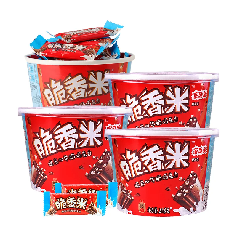 High Quality Exotic Chocolate Crispy Rice 216g Individual Packaging Solid Milk Chocolate with Biscuit Jam Candy-Bar Pattern