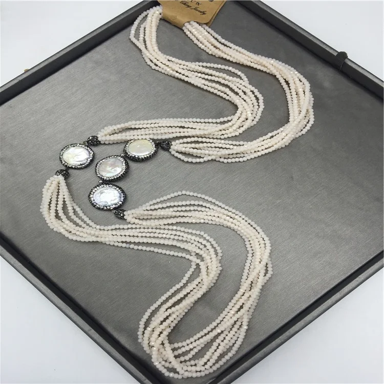 High Quality Fashion Multi Layered Glass Pearl Jewelry Necklace
