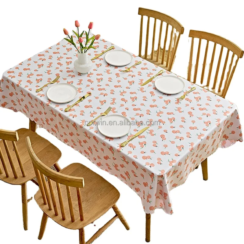 PVC waterproof oilproof printed tablecloth Korean style lovely and cute
