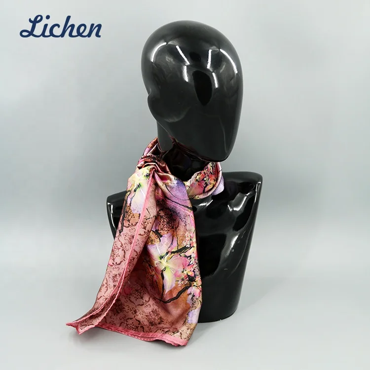 OEM Customer Design Logo Printed Scarf with Different White Fabric As Silk Viscose Modal Wool