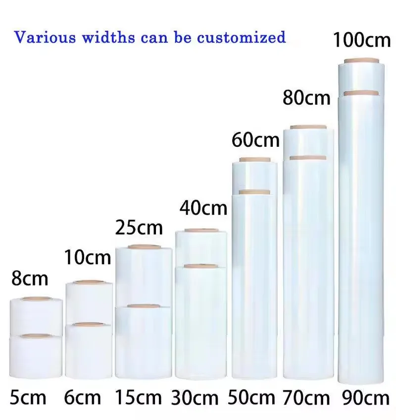 500m Transparent Packing Film Strech 20 Microns Printed Mini Handle Pvc Pallet Plastic Wrap Jumbo Roll Lldpe Clear Stretch Film