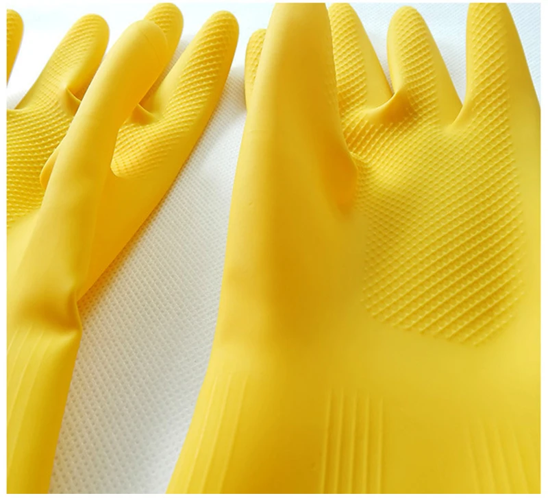 Rubber Cleaning Gloves Kitchen Dishwashing Glove 3-Pairs Waterproof Reusable