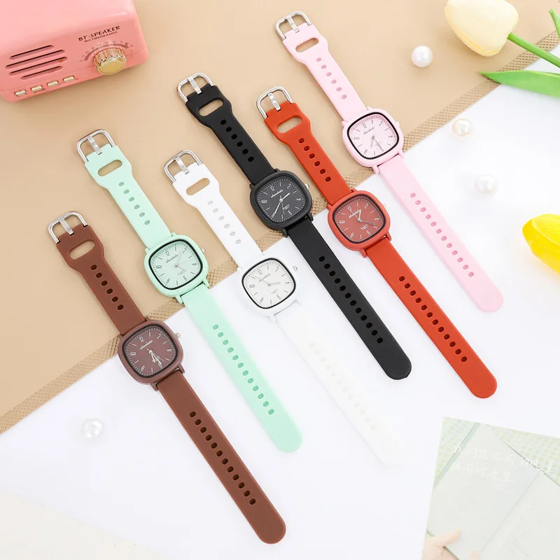 Fashion Square Dial Women Watch Silicone Watches for Ladies Clock Gift Candy Color Sport Wristwatches For Girl Reloj Mujer