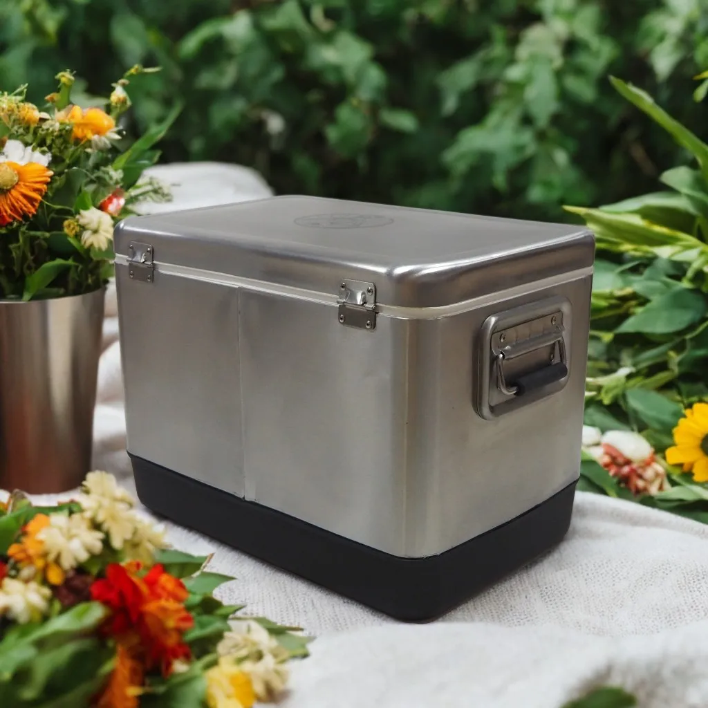 54QT Metal Cooler Box Retro camping ice cooler holiday box