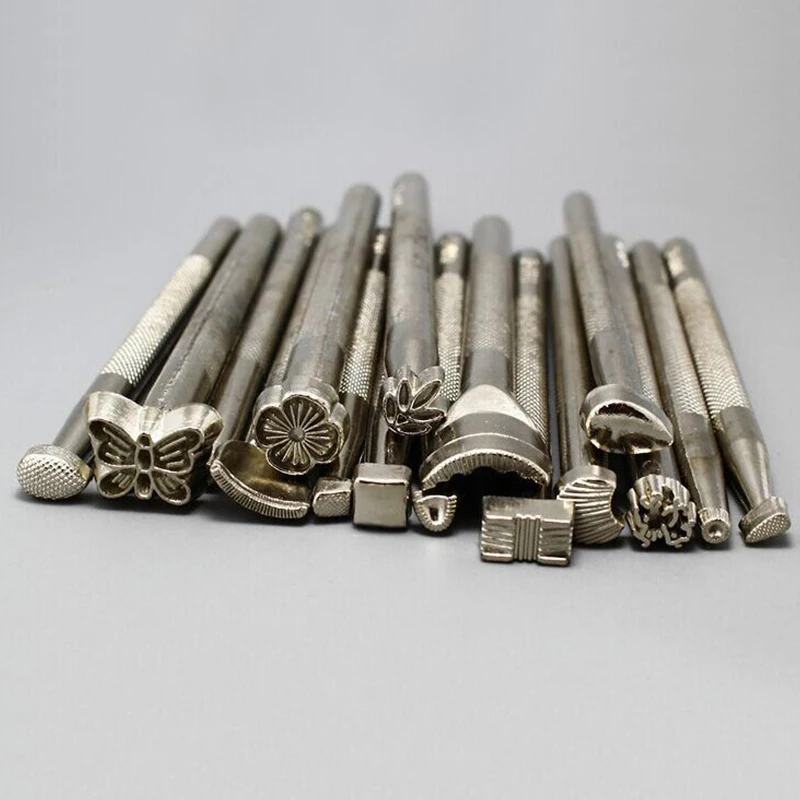 FLOURISH  Factory direct sale leather tool printing sets&16 pcs DIY flower printing punches
