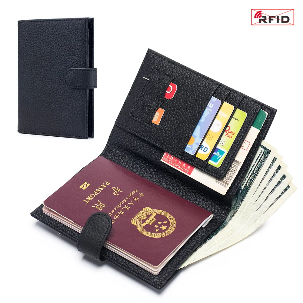 custom logo leather passport Holder Travel Wallet genuine leather Passport holders rfid protector for passport holder wallets