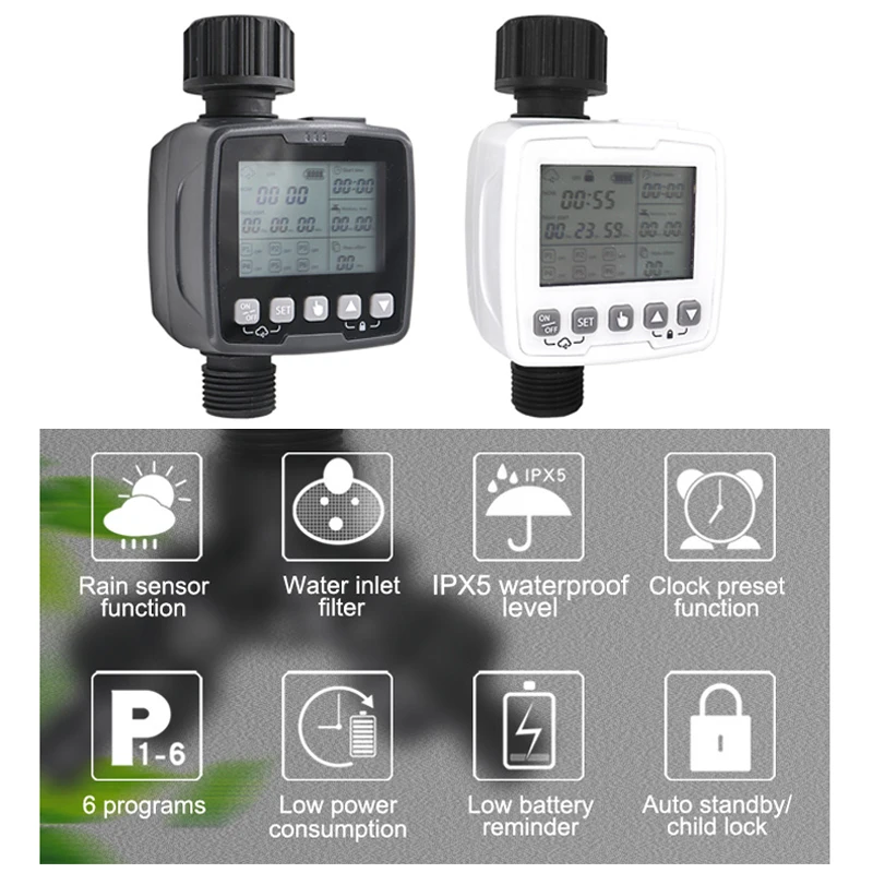 Waterproof Irrigation Sprinkler Timer Rain Sensor Smart Watering Controller System Outdoor Lawn Garden Hose Automatic Timer