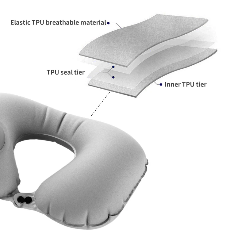 car camping  air inflatable neck pillow with carry pouch