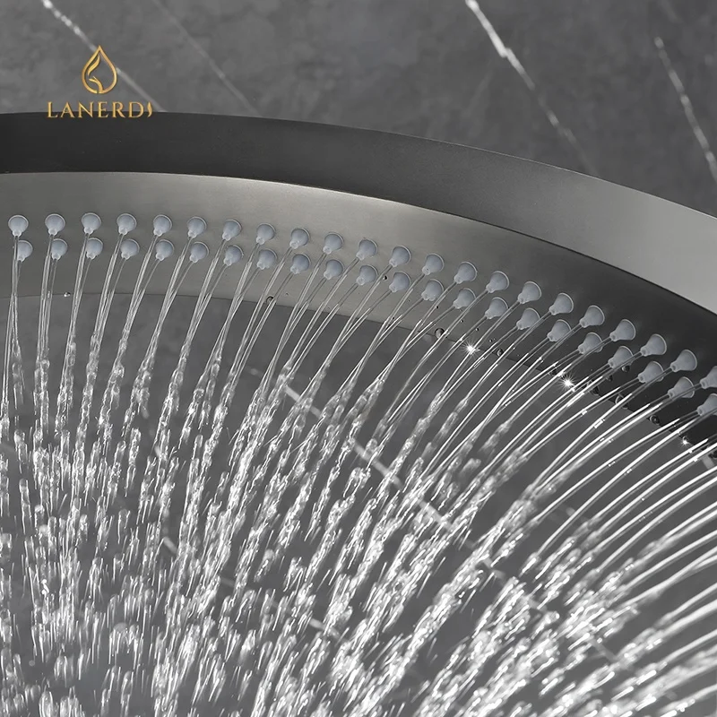 2024 New Ring Gun Metal Shower Head Hollow Design Rainfall Shower Head Bathroom Accessories for Contemporary Shower Faucets