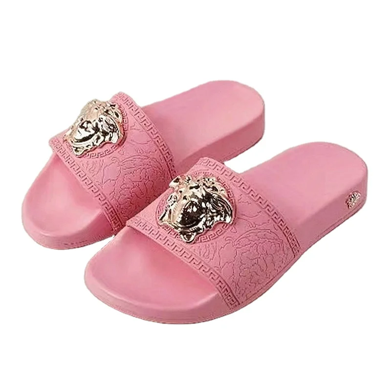 Hot Sale Pvc Shoes Women Platform Sandal with Head Ornament One-piece Non-slip Beach Comfortable Casual slippers for Women