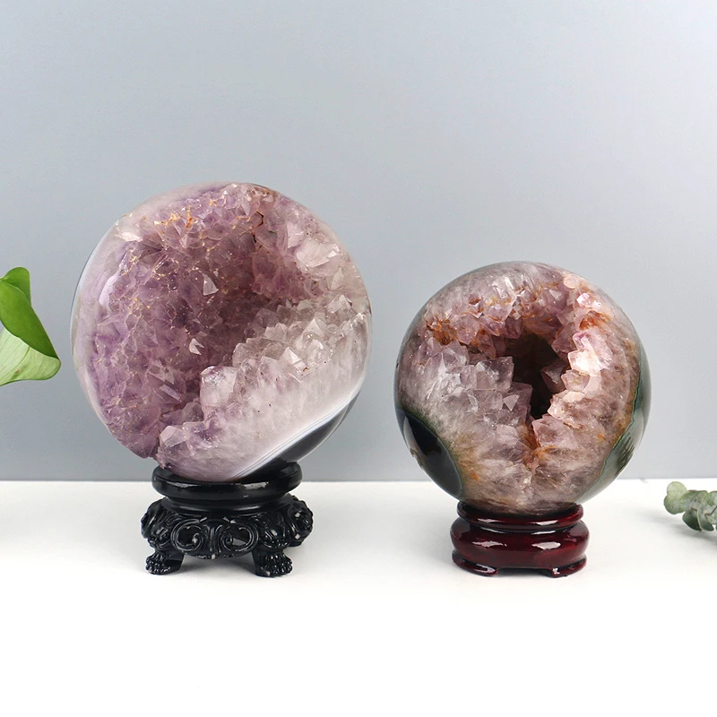 Wholesale Amethyst Geode Sphere Ball Open Smile Agate Geode Druzy Sphere For Sale