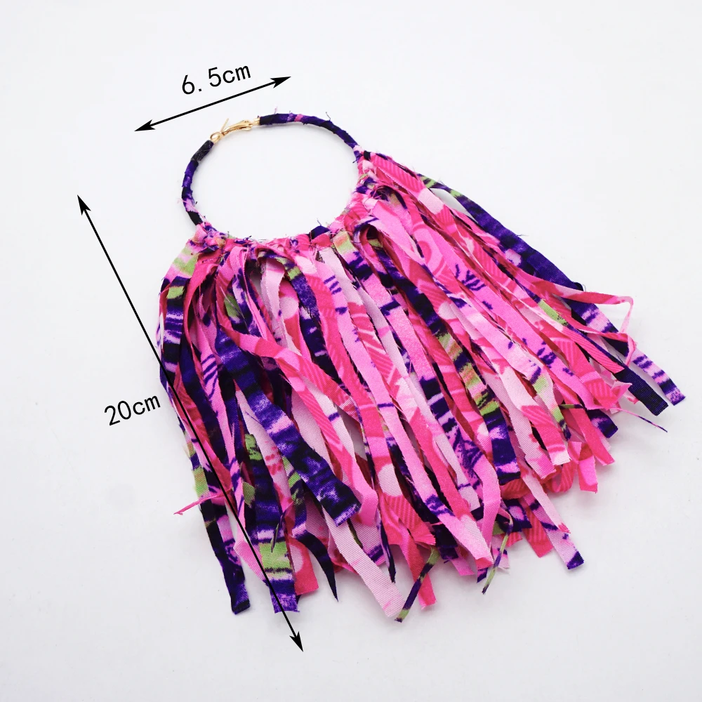 GDJWRI TA48 fashion African fabric ankara jewelry classic long drop tassel nice colors african fabric earrings