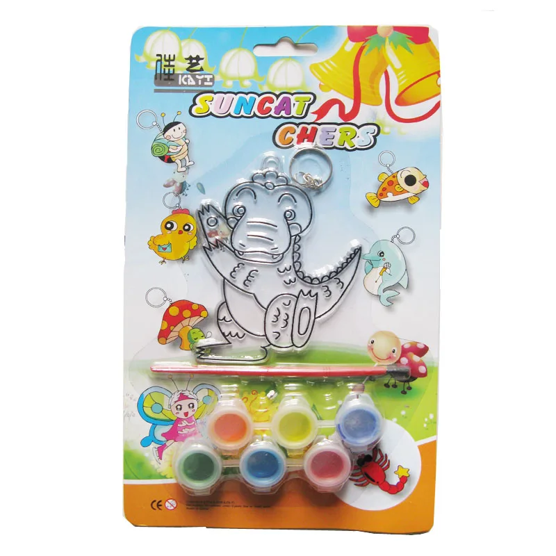 Wholesale Customized Logo Plastic 6 Colors plus Brush DIY Painting Window Art Sun Catcher Craft Set for Children Gift