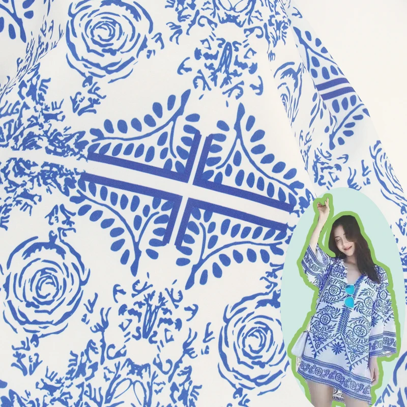 premium stretch fabrics Fashion dress flower print high quality material 95 polyester 5 elastane fabric four way stretch