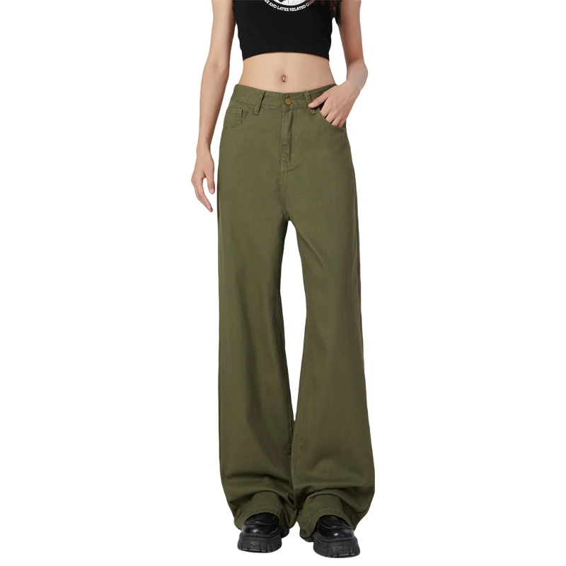 High Waisted Jeans Pants Denim Streetwear Vintage Stone Wash Loose Fit Side Pockets Jeans Denim Baggy women Pants Ladies