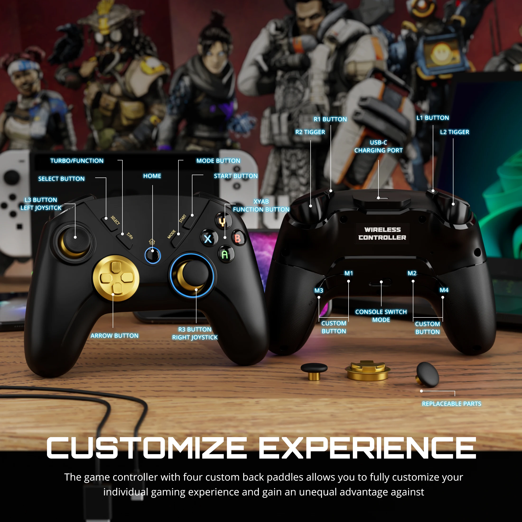 New Mobile Gamepad ISHAKO Key Mapping Gaming Joysticks Trigger for COD & More Shooting Fighting Racing Game, for Android Gamepad