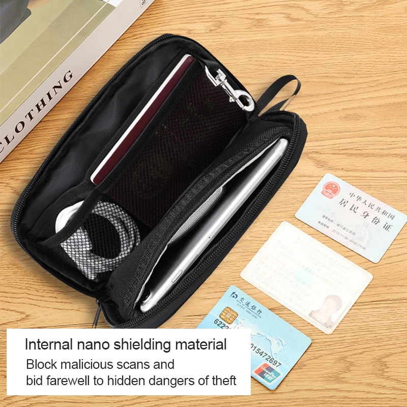 Anti-Tracking GPS RFID Car Key Signal Blocker Wallet Cell Phone Shielding Pouch Protective Case Fireproof Faraday Bag with Zip