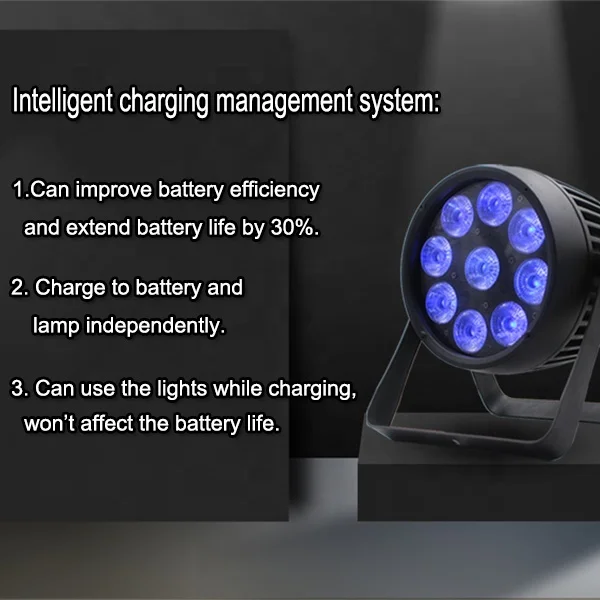 OLED display built-in wireless battery powered led stage lighting 9x18w outdoor touch button par led stage light