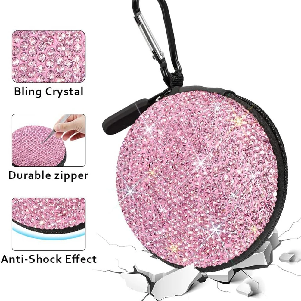 Earphone Case Earbuds Small Carrying Cases Bling Rhinestone Crystal Portable Headphone Organizer Storage Pouch box eva custom