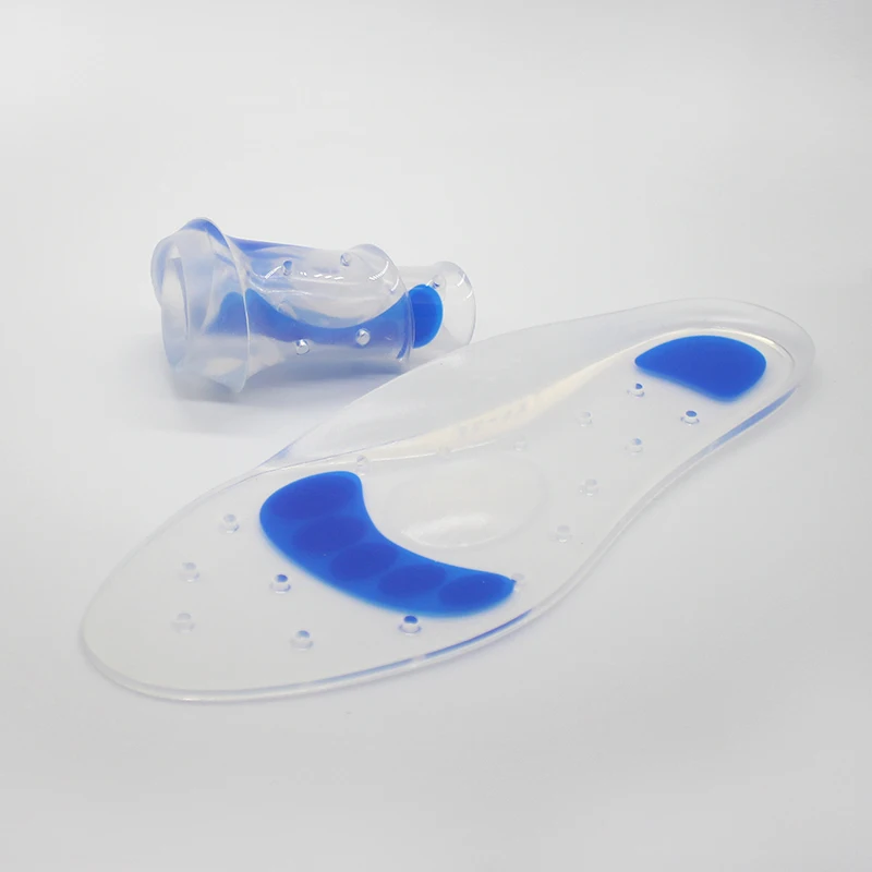 Orthopedic Silicone Flat Foot Arch Support Insoles Medical Silicone Shock Gel Absorbing Insole with Airholes