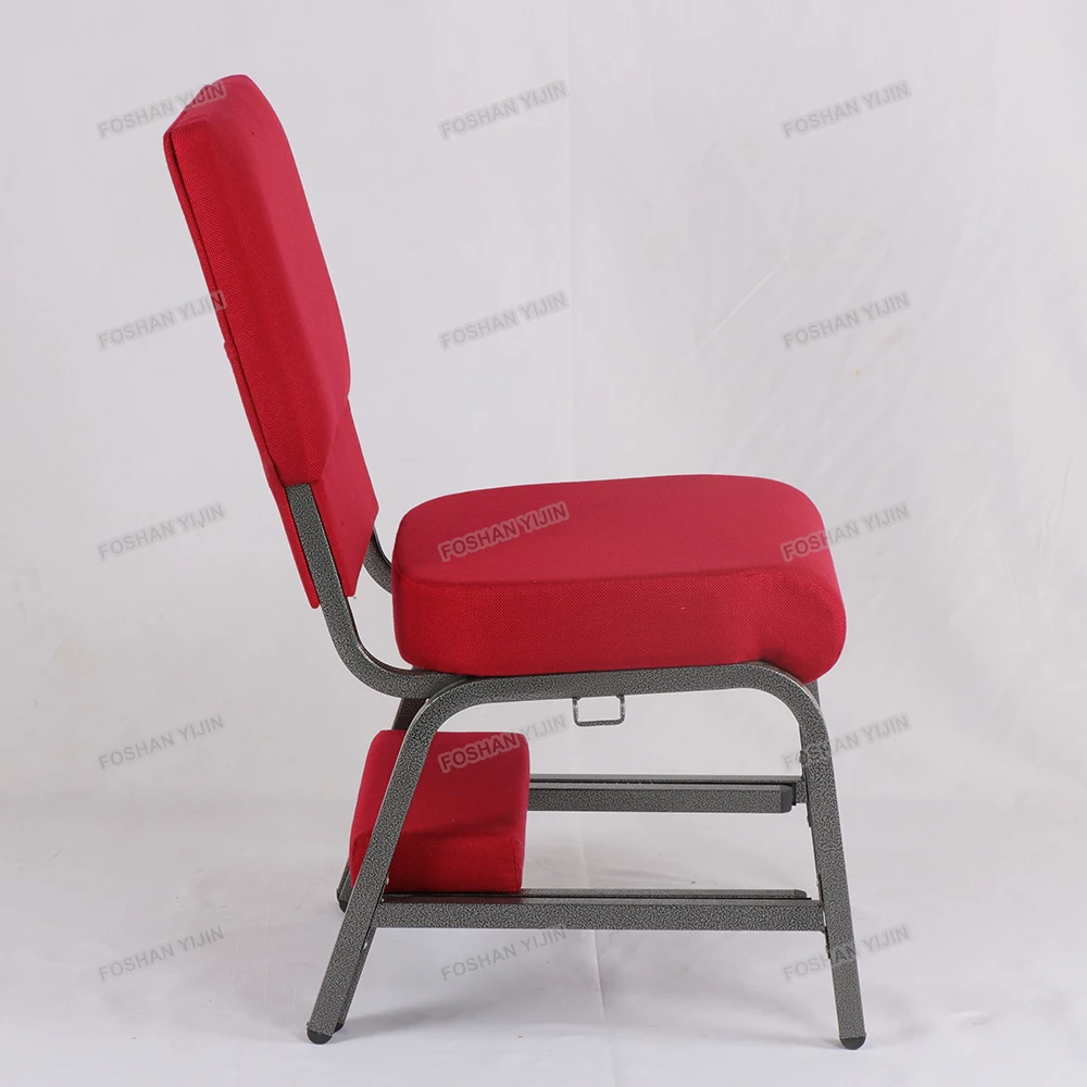 Iron Metal Basket Chapel Furniture Prayer Church Chair with kneeler (YJ-CH086)