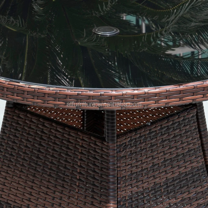 Backrest Design Rattan Table Chairs Outdoor Patio Wicker Glass Tables and Rattan Station Stacking Chairs Set